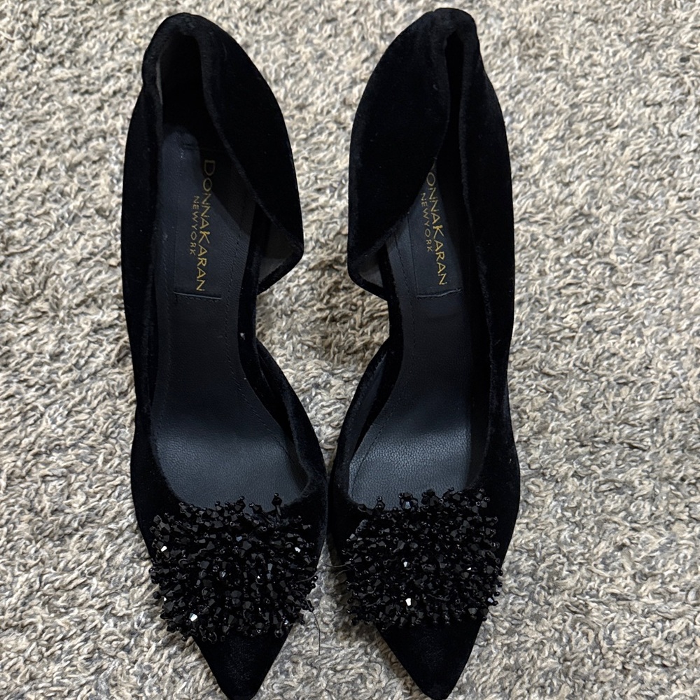 Donna Karan Black Embellished Heels
